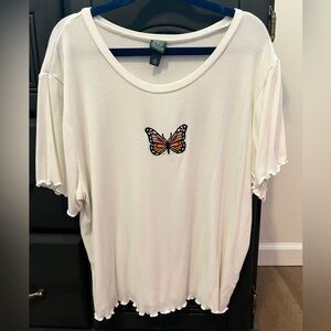 Wild Fable Cream Tee with Monarch Butterfly